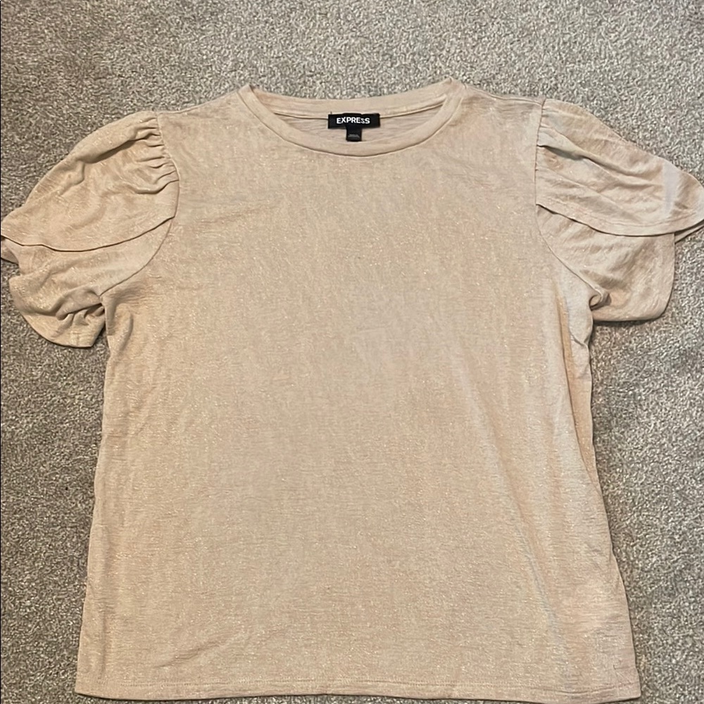 Express Women's Tan Puff Sleeve Top